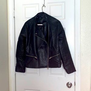 Black zip up Moto leather jacket